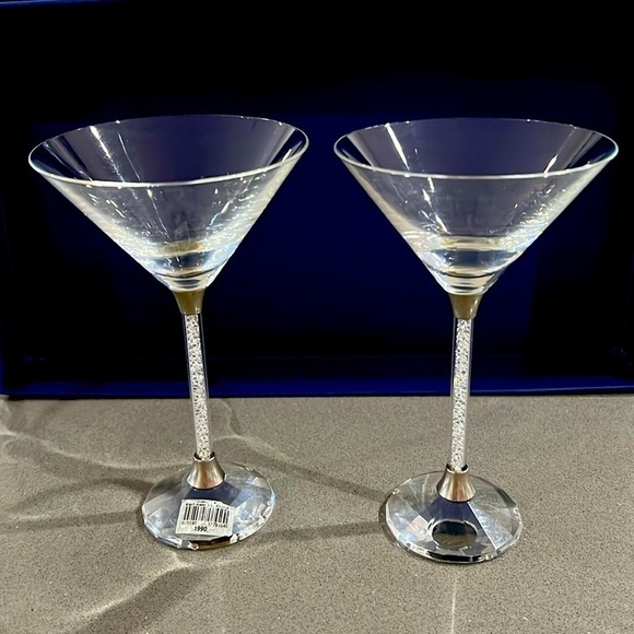Ships Dec 4 Czech Martini Glasses with Crystal-Filled Stems - Picture 5 of 16